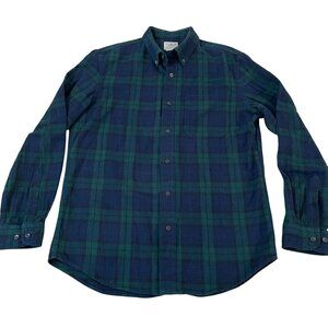 L.L. Bean Black Watch Scotch Plaid Flannel Shirt Men's Size Medium Blue Green